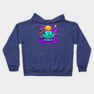 Psychedelic Cat on Chair Kids Hoodie